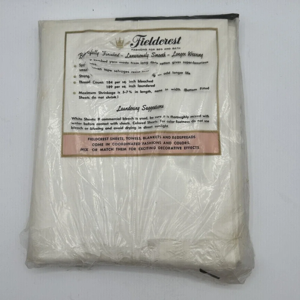 Fieldcrest Duracale Flat Sheet Full Size White Vintage‎ Fine Combed Percale New